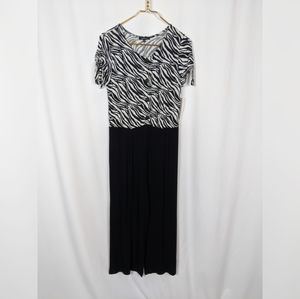 Takara Girls Black White Zebra Print Short Bow Sleeve Jumpsuit Sz XL NEW NWT